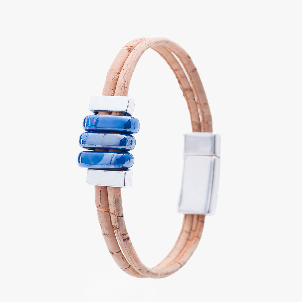 Artelusa Cork Bracelet with Indigo Blue Ceramics