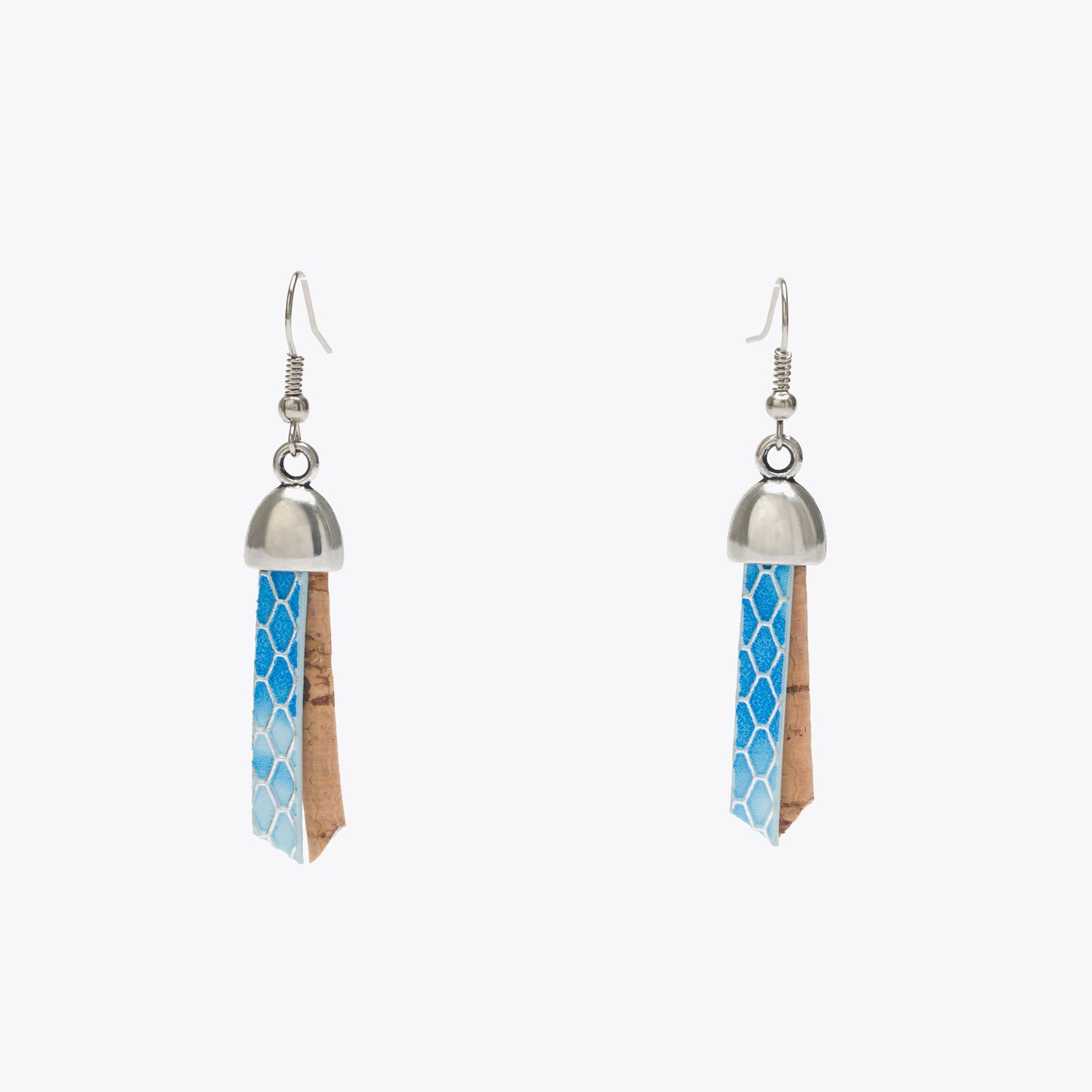 Artelusa Cork Earrings with Blue Ribbon