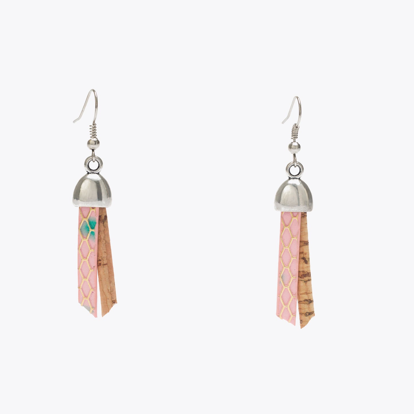 Artelusa Cork Earrings with Pink Ribbon