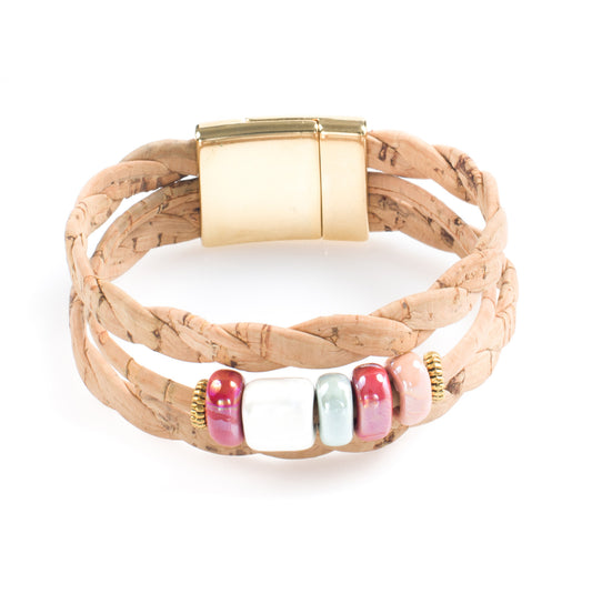 Art for the Cure Pastel Ceramics Cork Bracelet | HowCork - The Cork Marketplace