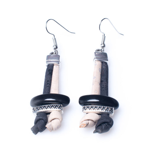 White and Black Cork Earrings | HowCork - The Cork Marketplace