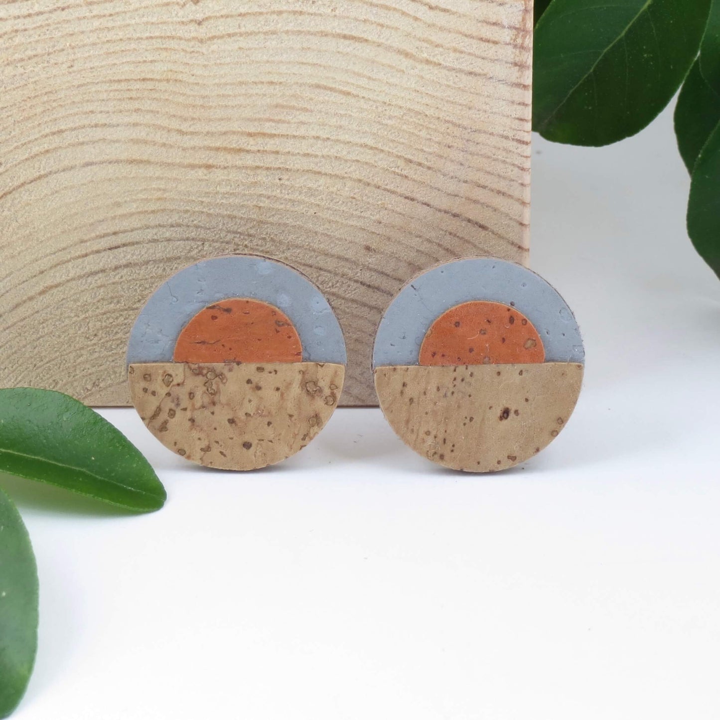 Cube Root Cork Beach Sunrise Stud Earrings