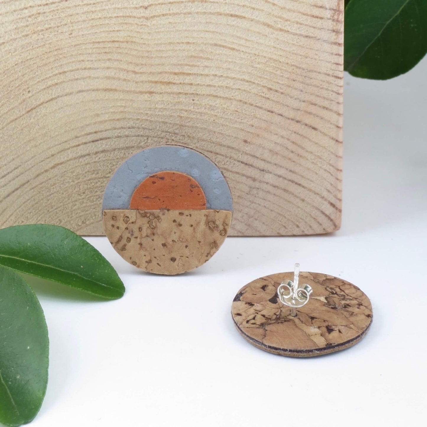 Cube Root Cork Beach Sunrise Stud Earrings