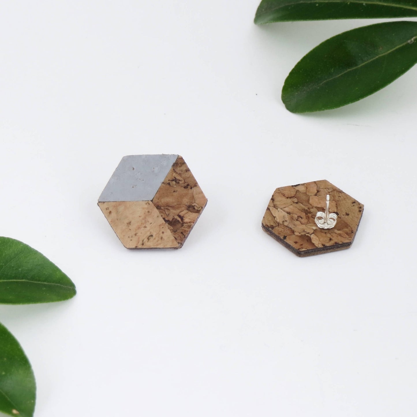 Cube Root Cork Geometric Large Cube Stud Earrings