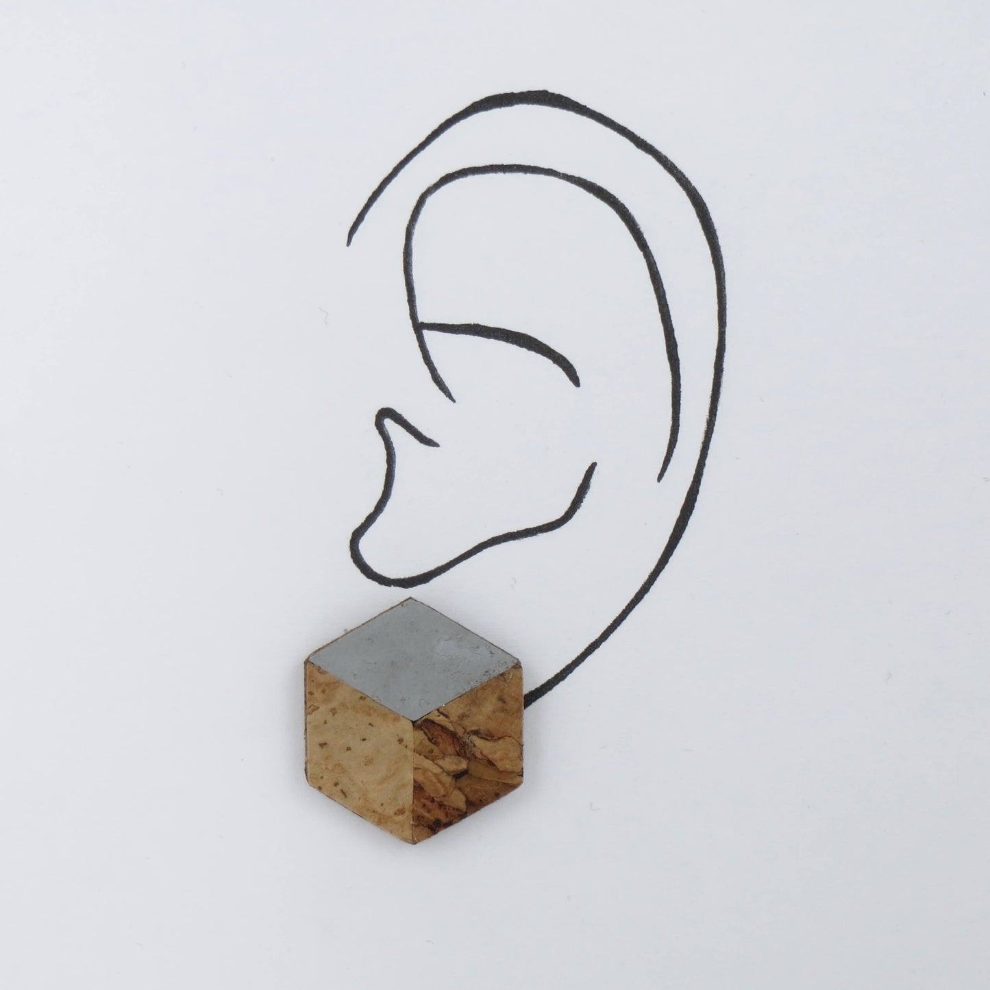 Cube Root Cork Geometric Large Cube Stud Earrings