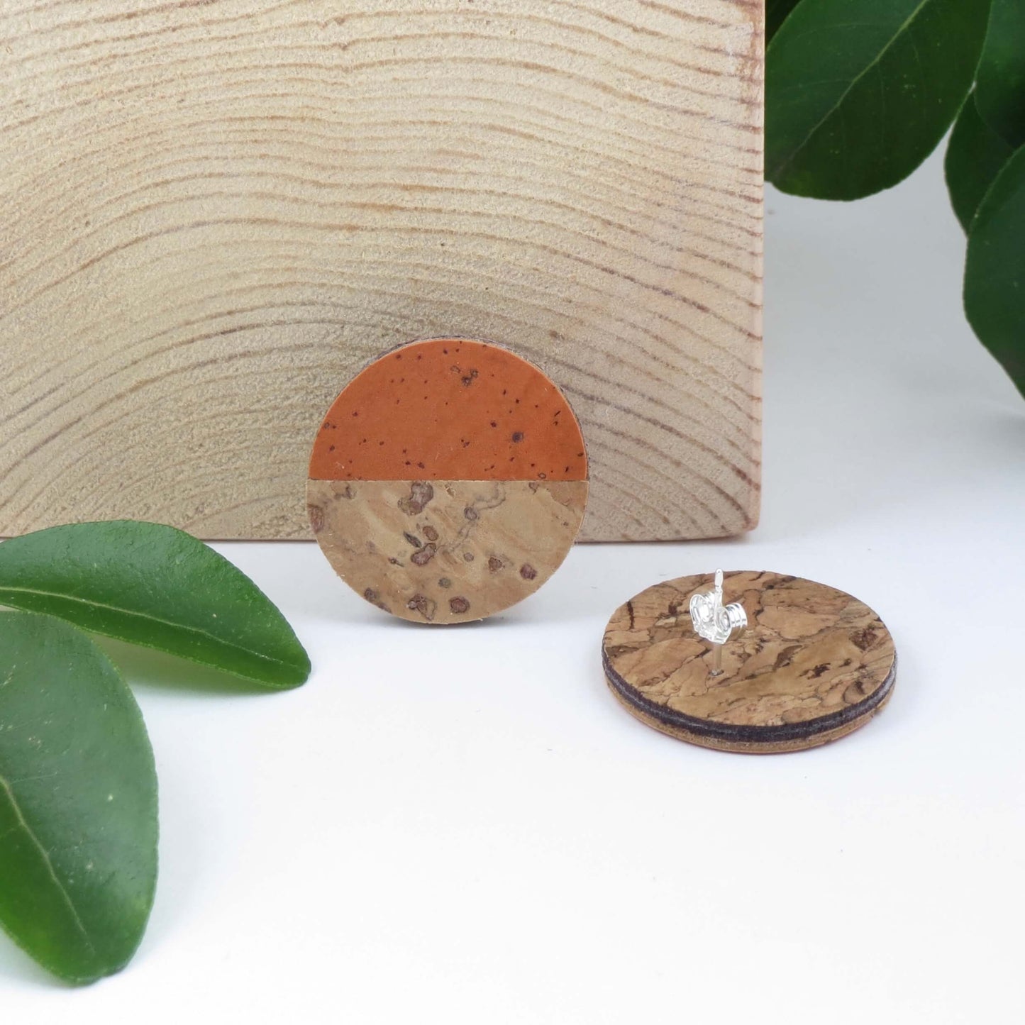 Cube Root Cork Horizon Stud Earrings