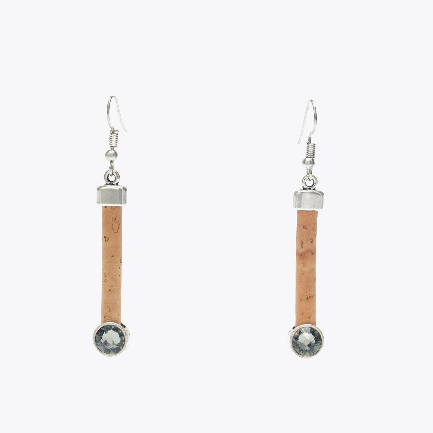 Artelusa Cork Black Rhinestone Drop Earrings