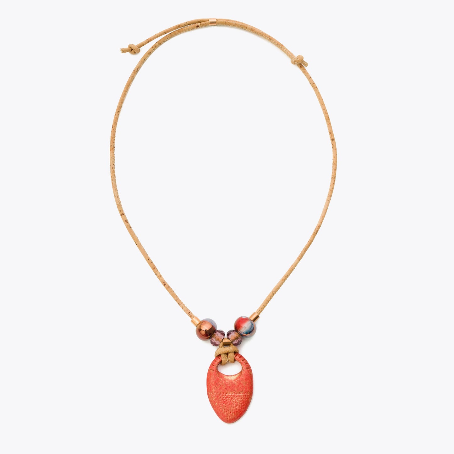Artelusa Cork Drop Necklace with Red Ceramic