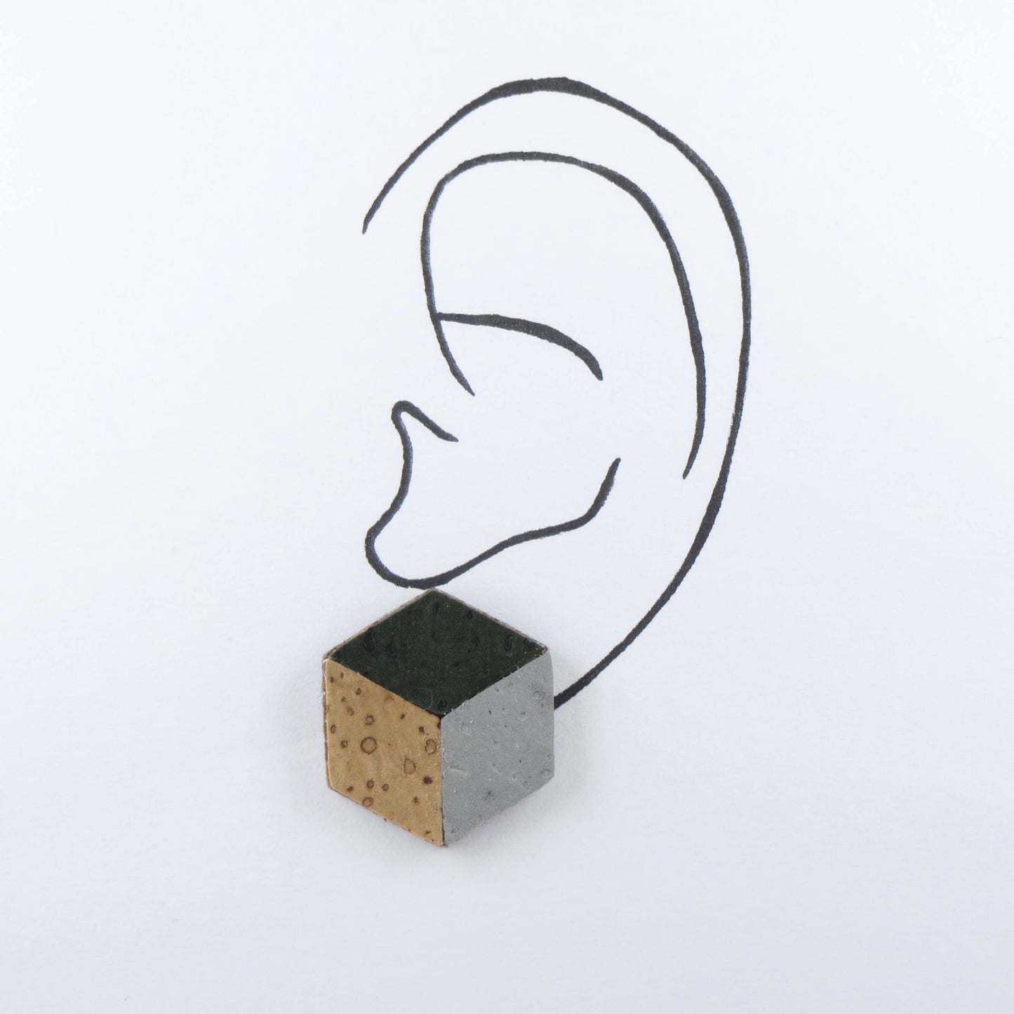 Cube Root Cork Geometric Large Cube Stud Earrings