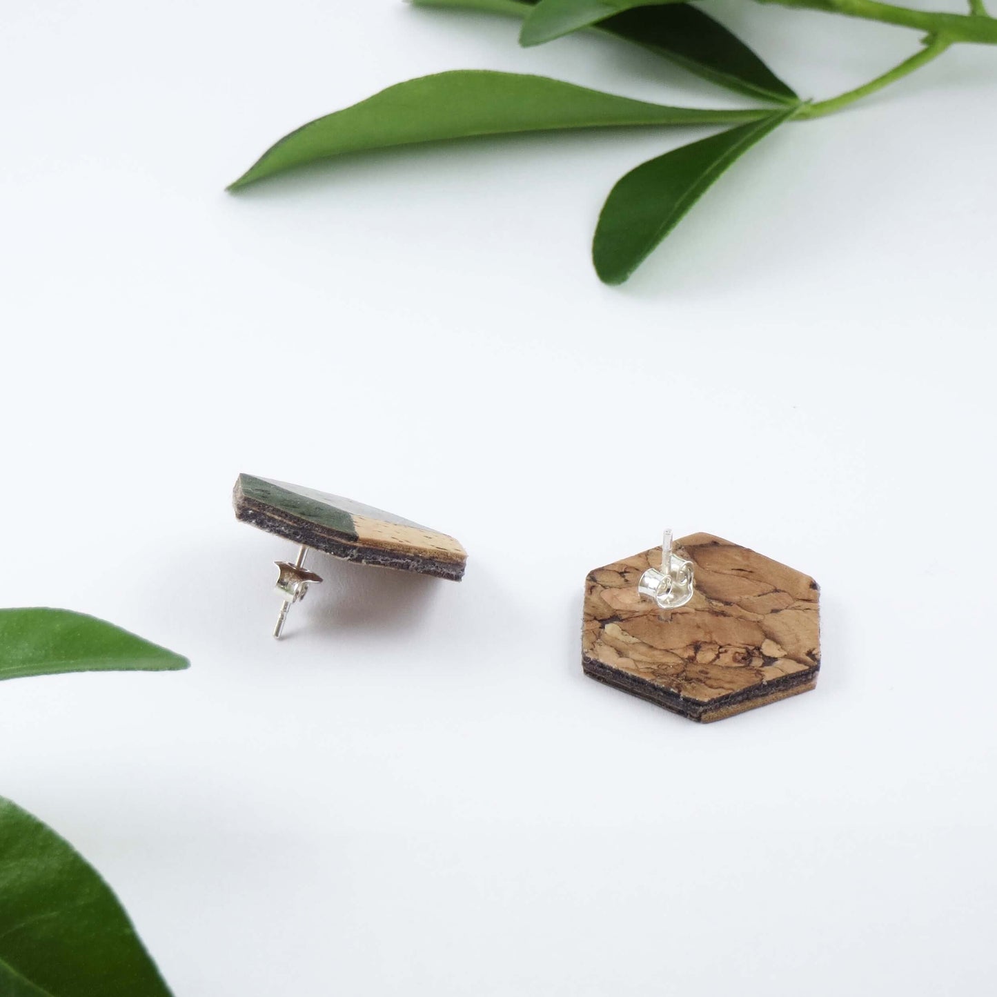 Cube Root Cork Geometric Large Cube Stud Earrings