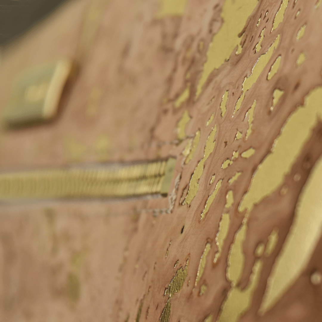 Cork bag close up with gold specks