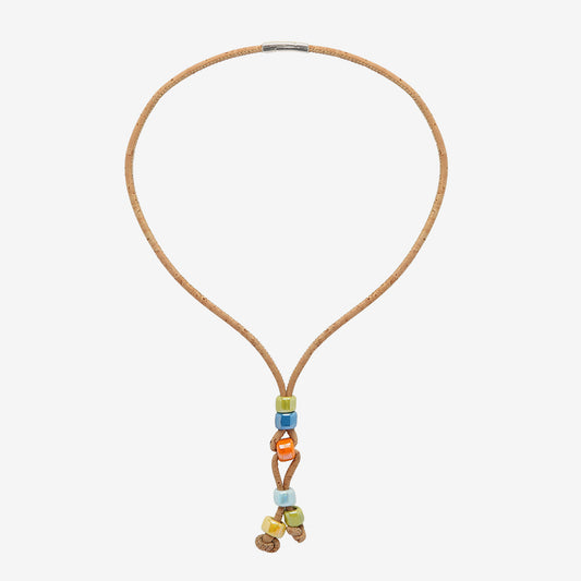 Artelusa Long Multicolor Ceramic Cork Necklace