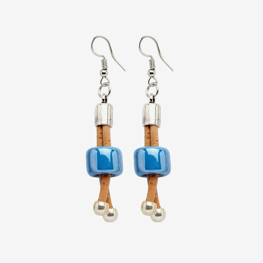Artelusa Cork Earrings with Blue Ceramics