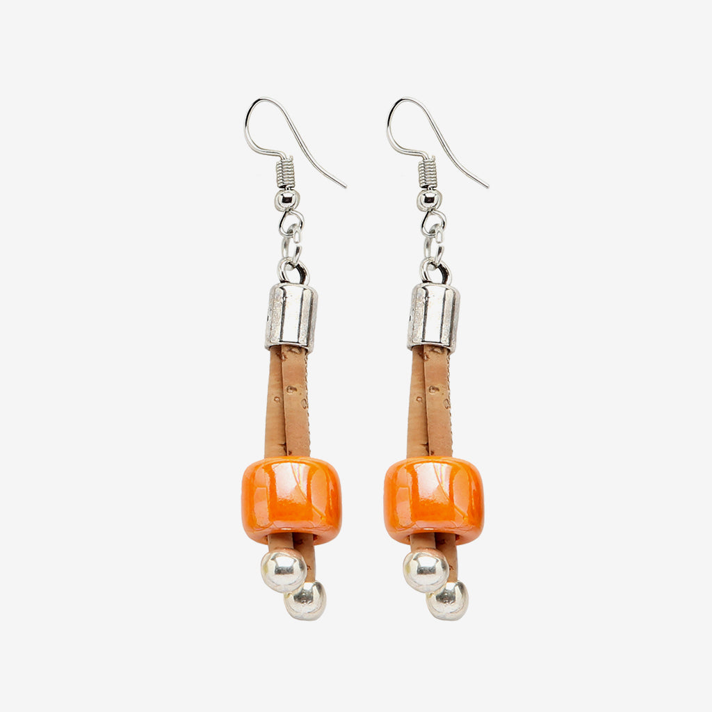 Artelusa Cork Earrings with Orange Ceramics