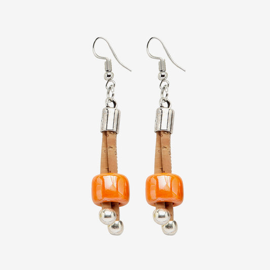 Artelusa Cork Earrings with Orange Ceramics