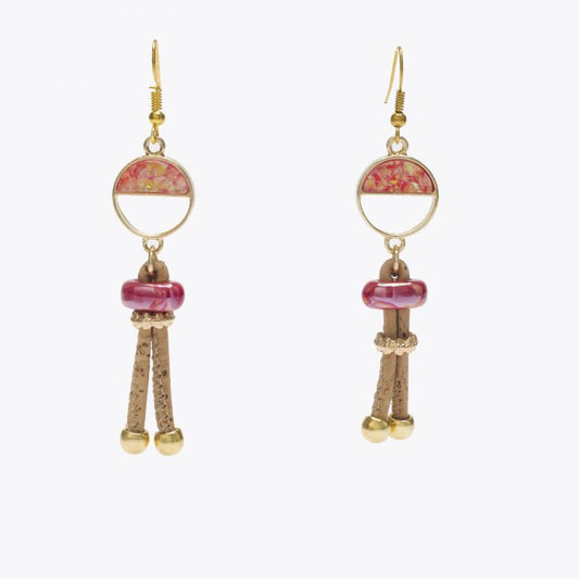Artelusa Cork Pink and Gold Half Circle Earrings
