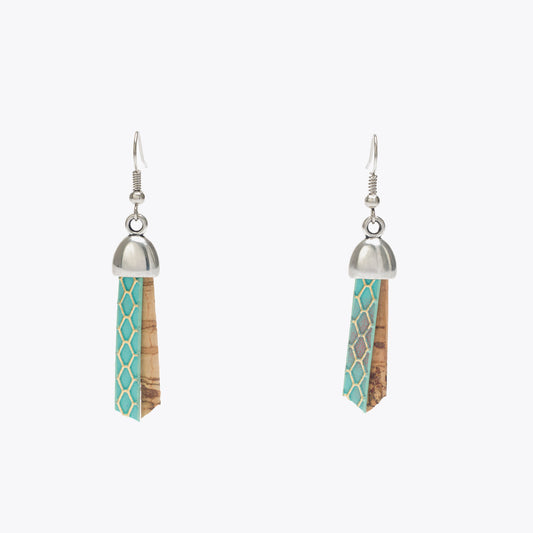 Artelusa Cork Earrings with Green Water Ribbon