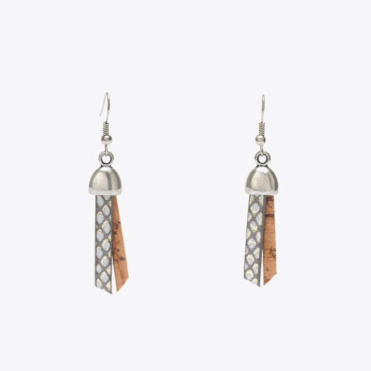 Artelusa Cork Earrings with Gray Ribbon