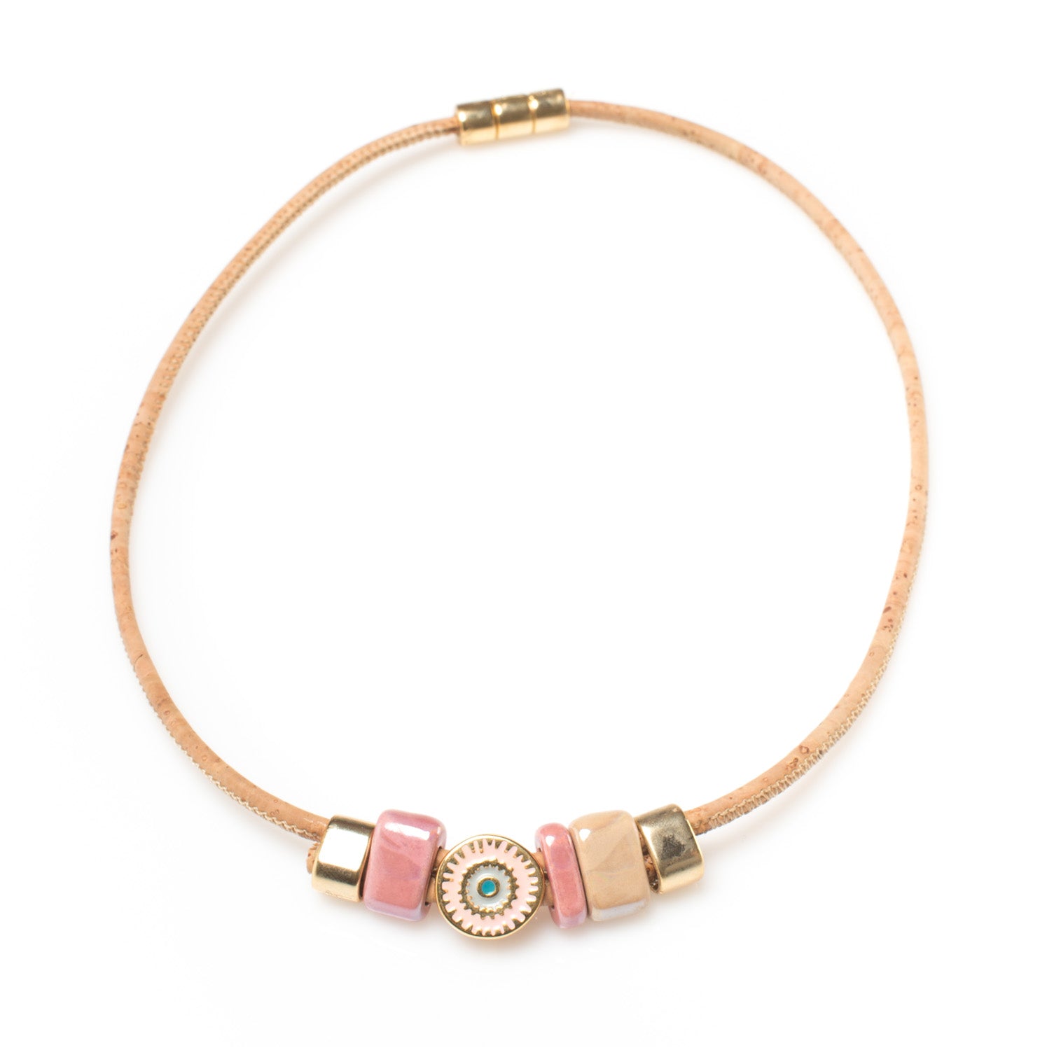 Pink Lucky Eye Cork Necklace | HowCork - The Cork Marketplace