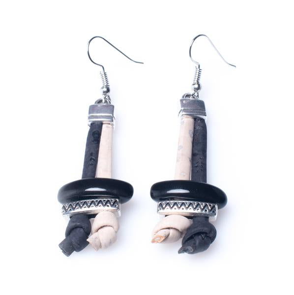 White and Black Cork Earrings | HowCork - The Cork Marketplace