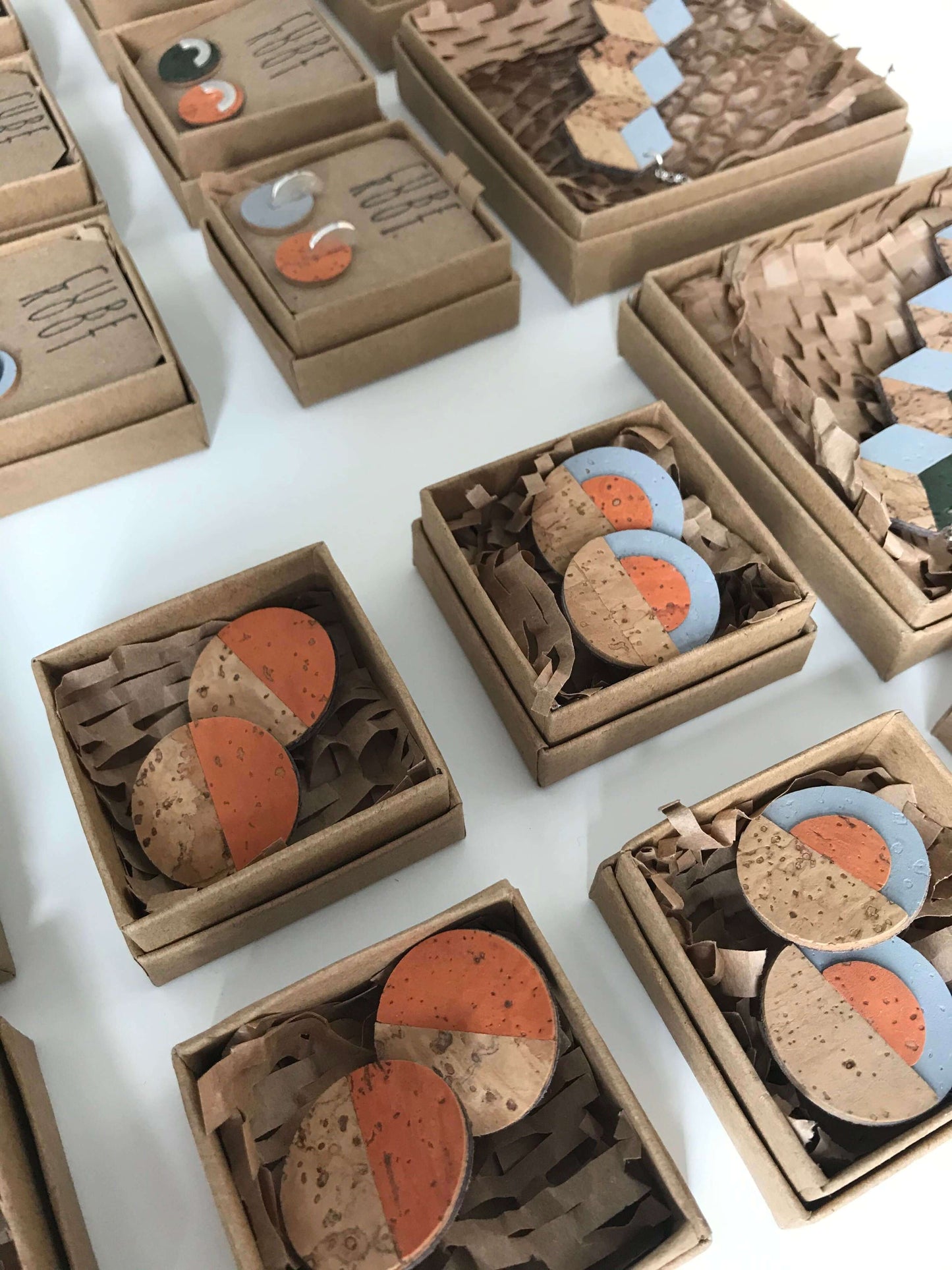 Cube Root Cork Horizon Stud Earrings