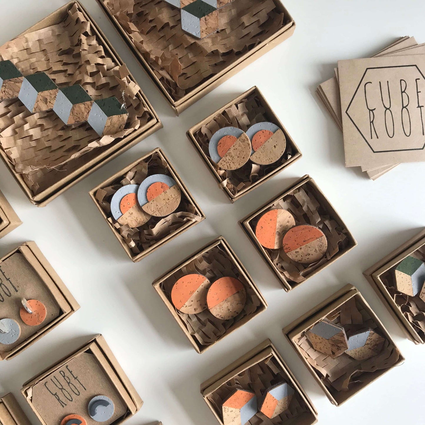 Cube Root Cork Horizon Stud Earrings