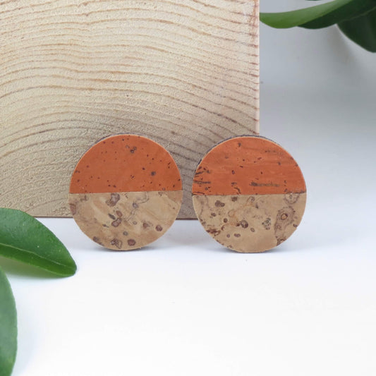 Cube Root Cork Horizon Stud Earrings