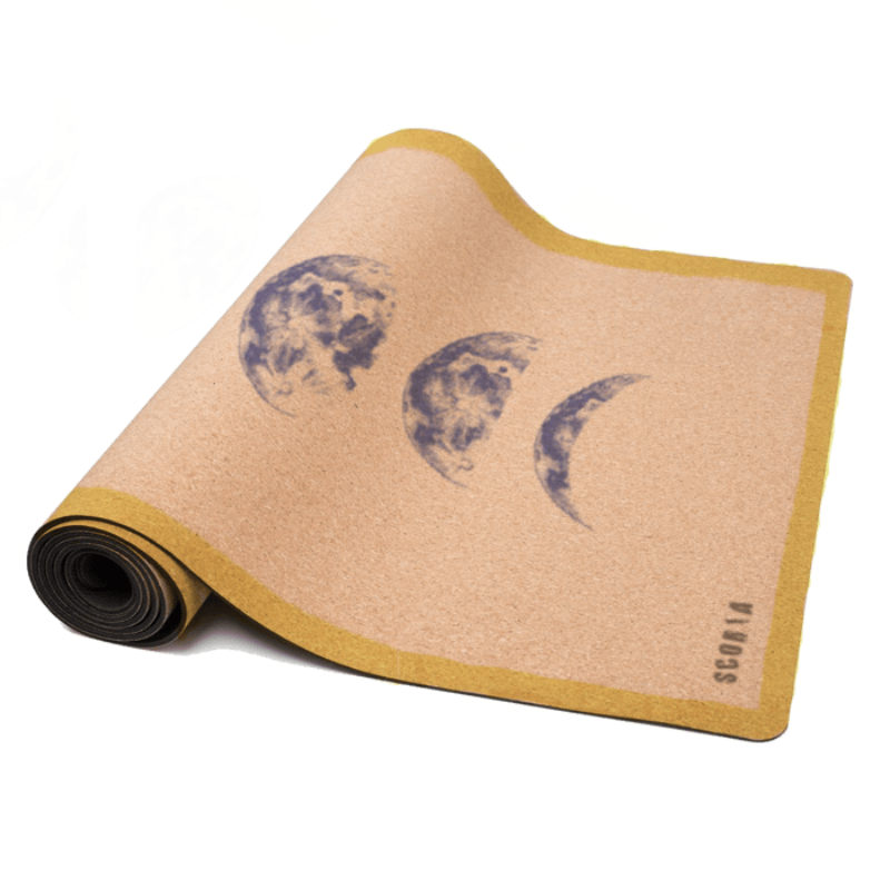 Scoria World Moon Phases Cork Yoga Mat