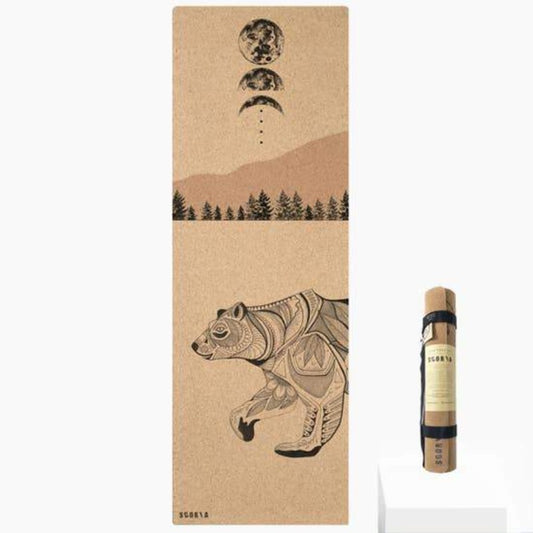 Scoria World Night Bear Cork Yoga Mat