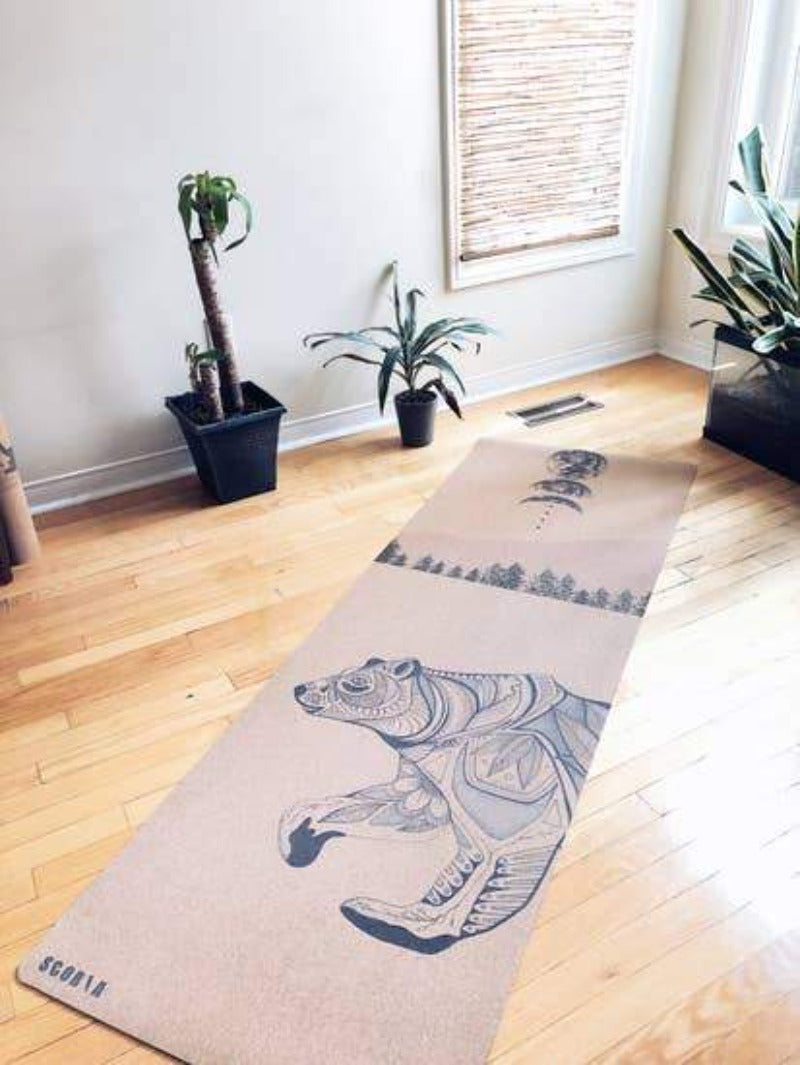 Scoria World Night Bear Cork Yoga Mat