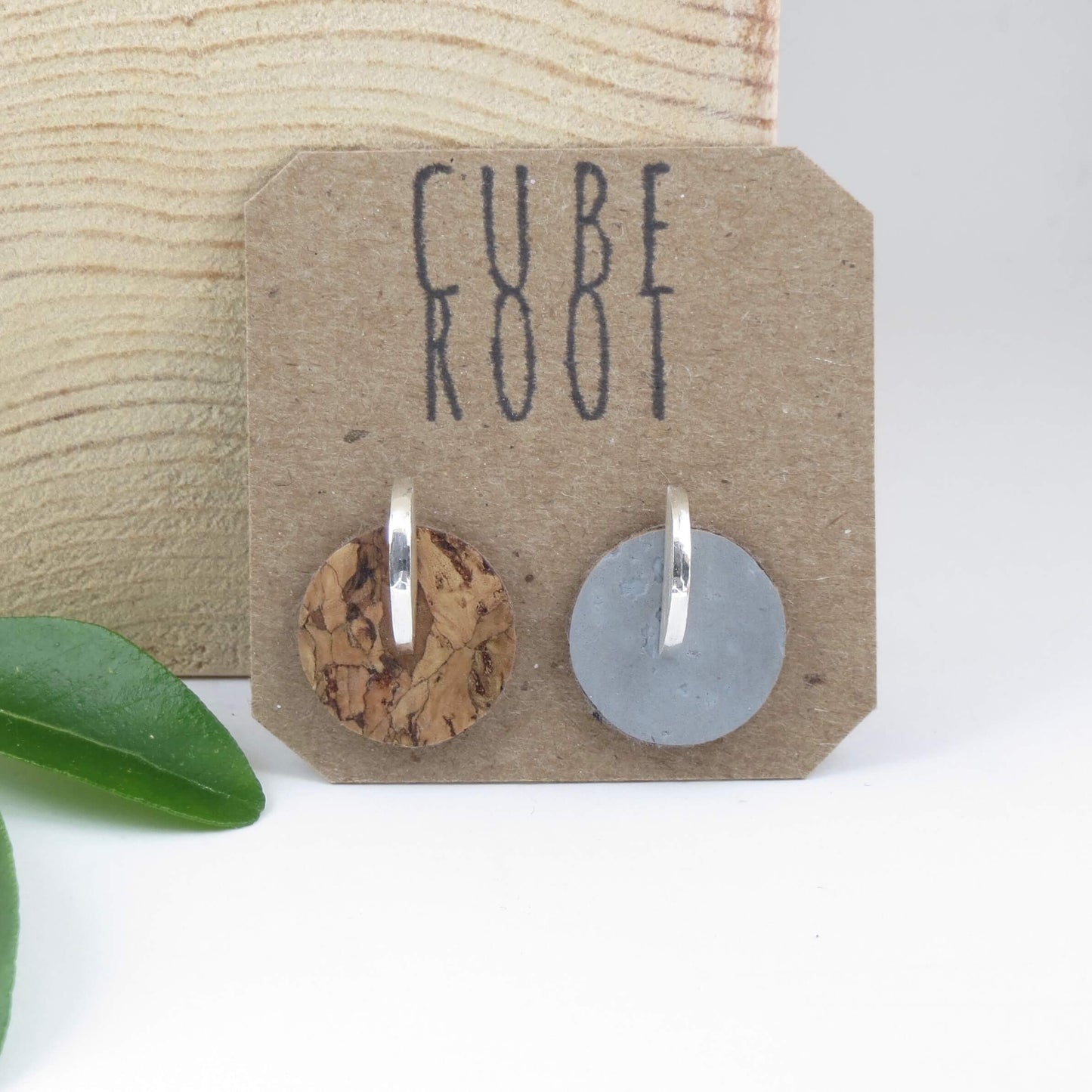 Cube Root Shape Shift Cork + Silver Stud Earrings