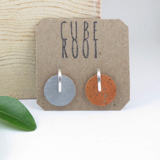 Cube Root Shape Shift Cork + Silver Stud Earrings