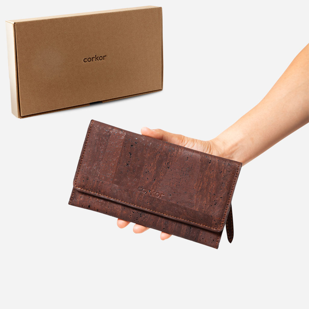 Corkor Vegan Cork Bifold Wallet for Men, Light Brown