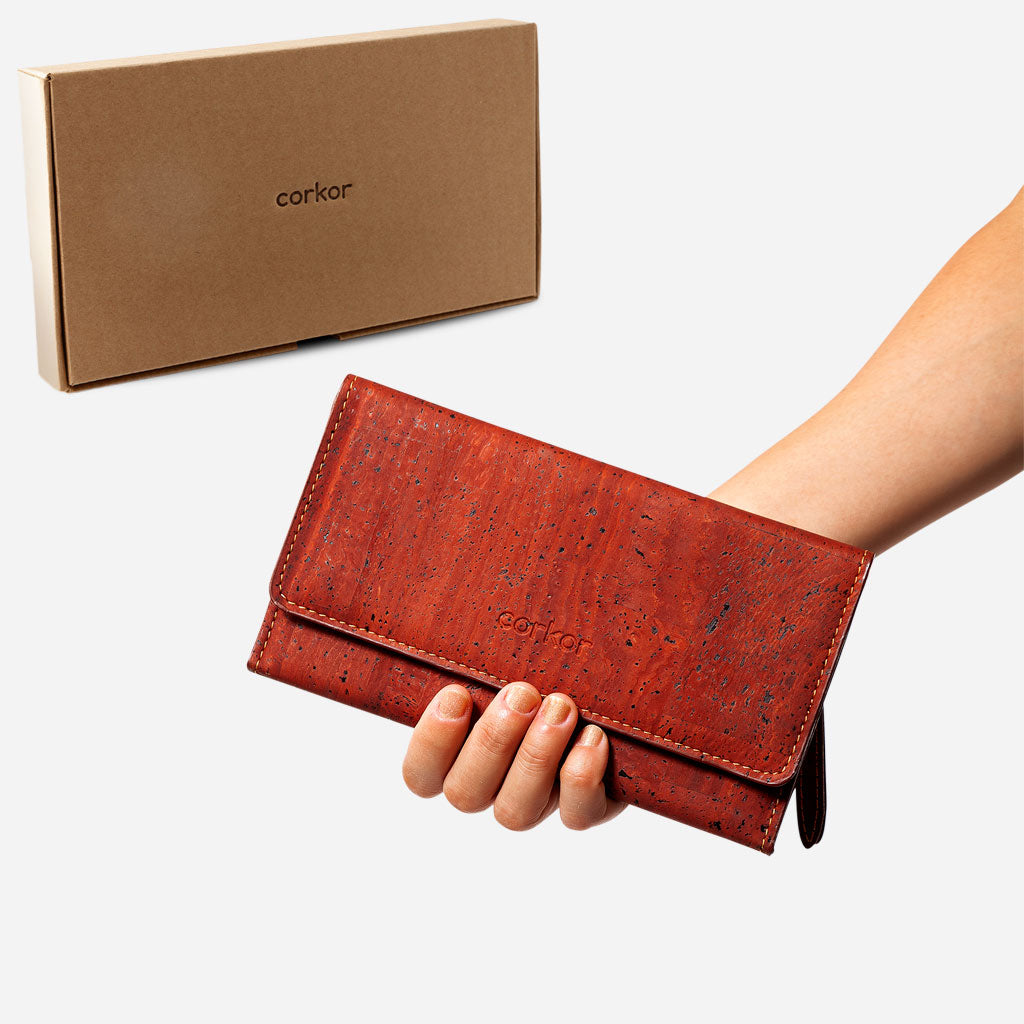 Corkor Vegan Cork Minimalist Wallet, Dark Brown