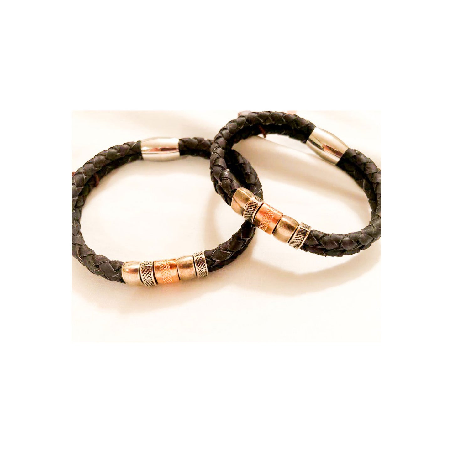 Artelusa Black Cork Unisex Bracelet with Steel Beads
