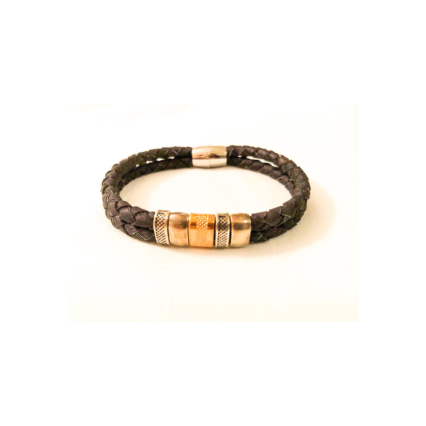 Artelusa Black Cork Unisex Bracelet with Steel Beads