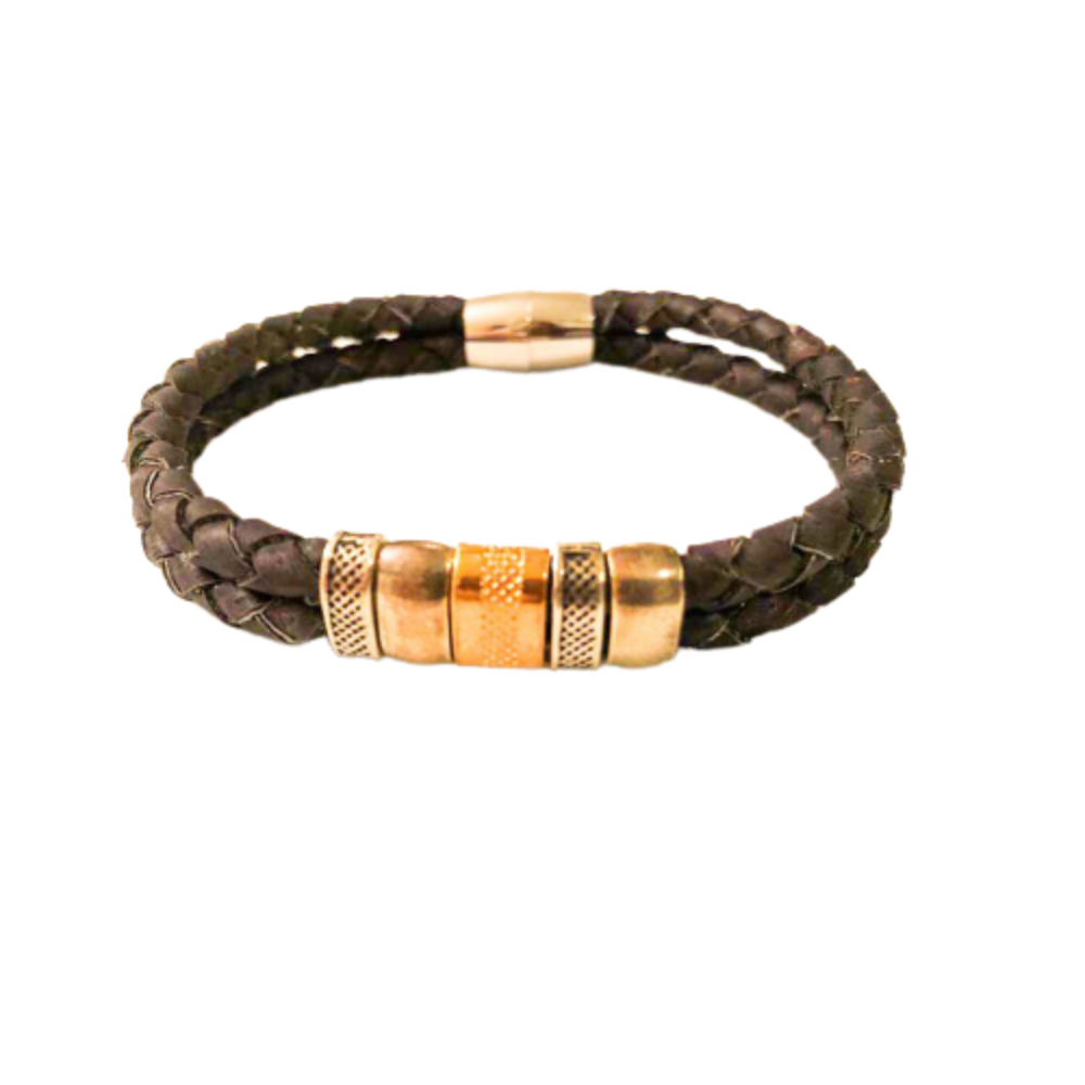 Artelusa Black Cork Unisex Bracelet with Steel Beads
