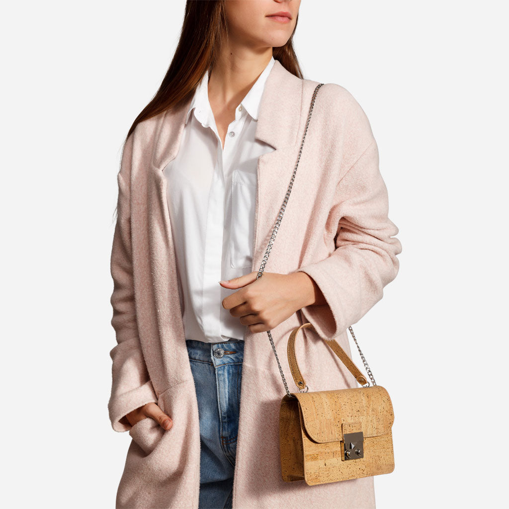 Corkor Mini Crossbody Cork Bag with Chain