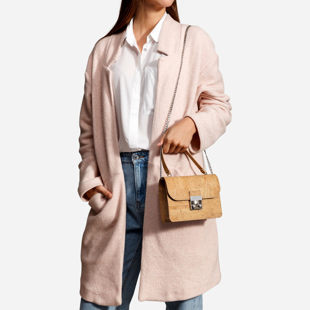 Corkor Mini Crossbody Cork Bag with Chain