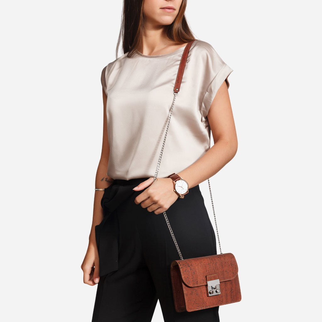 Corkor Mini Crossbody Cork Bag with Chain
