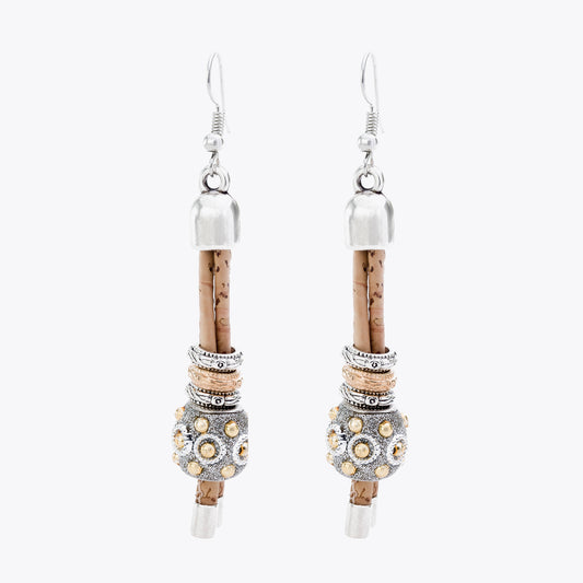 Artelusa Cork Earrings with Silver and Gold Beads