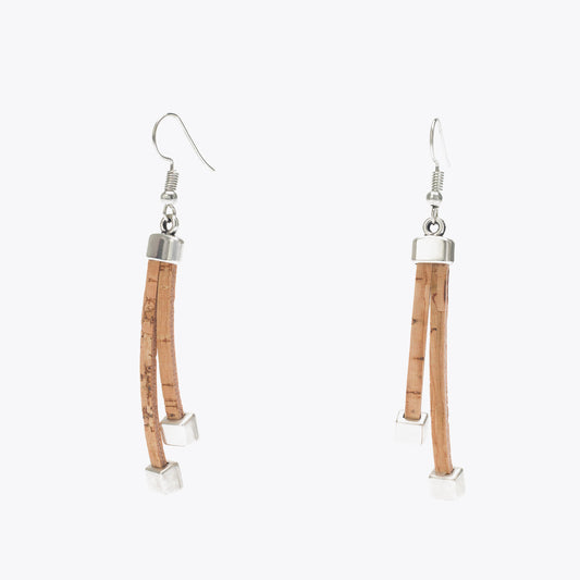 Artelusa Cork Earrings with Silver Squares