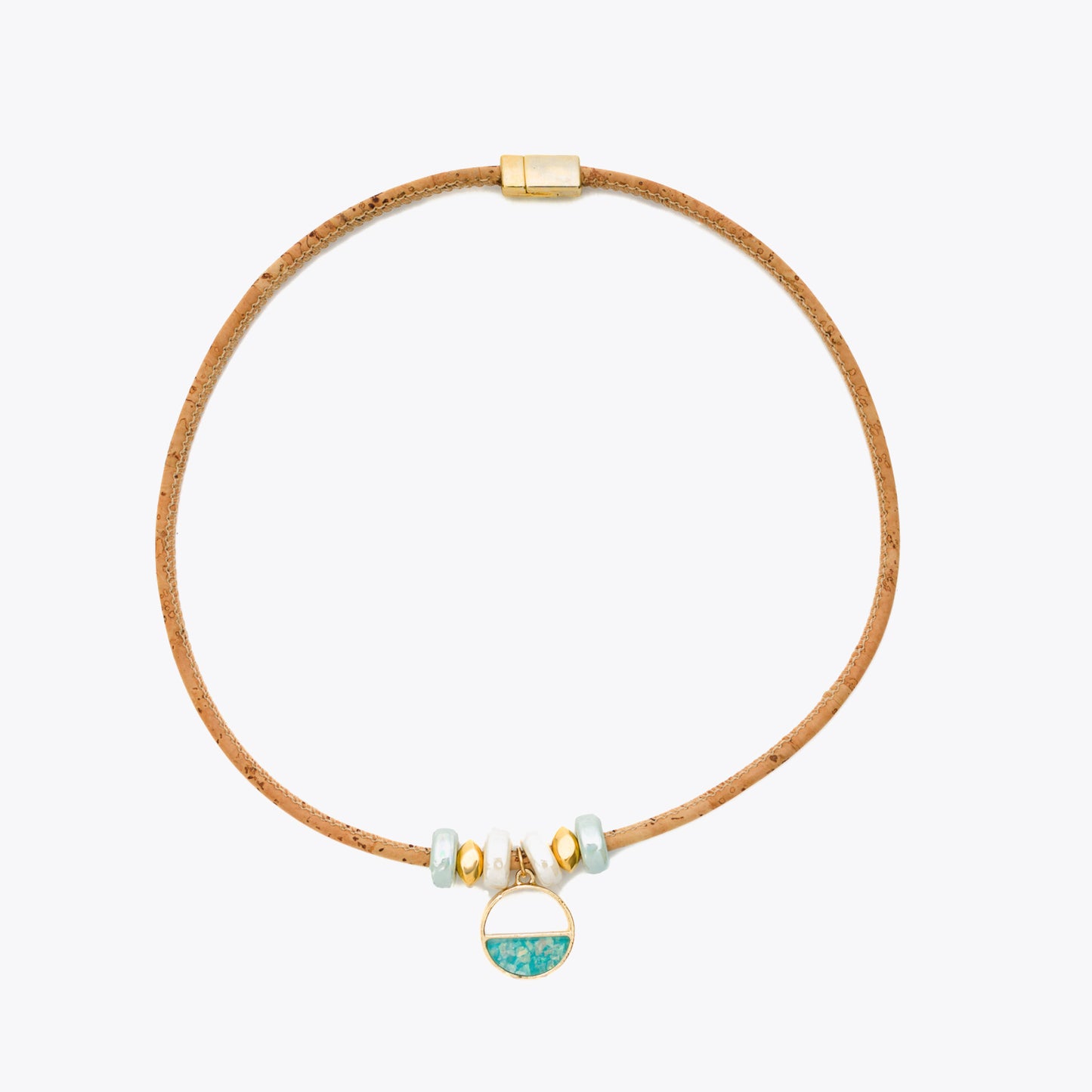Artelusa Cork Necklace with Green Water Ring