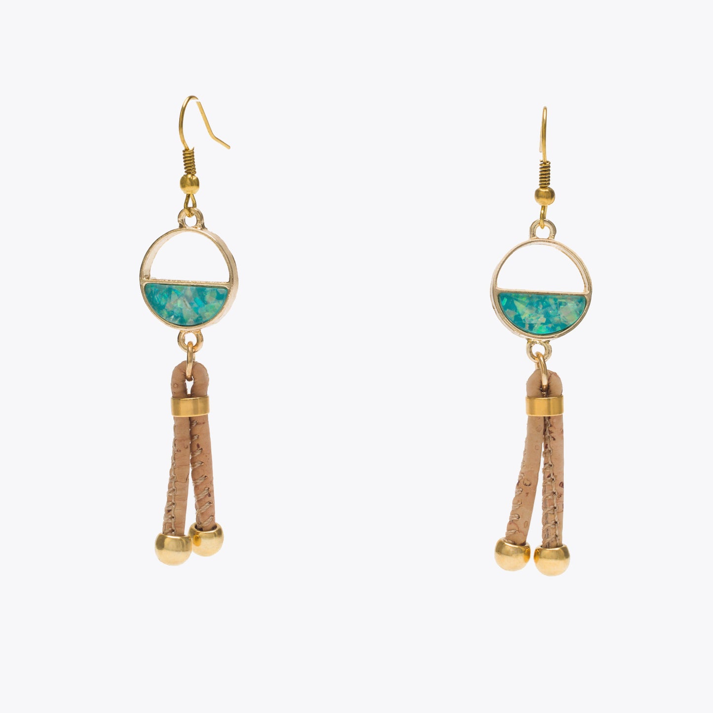 Artelusa Cork Green Water Half Circle Earrings