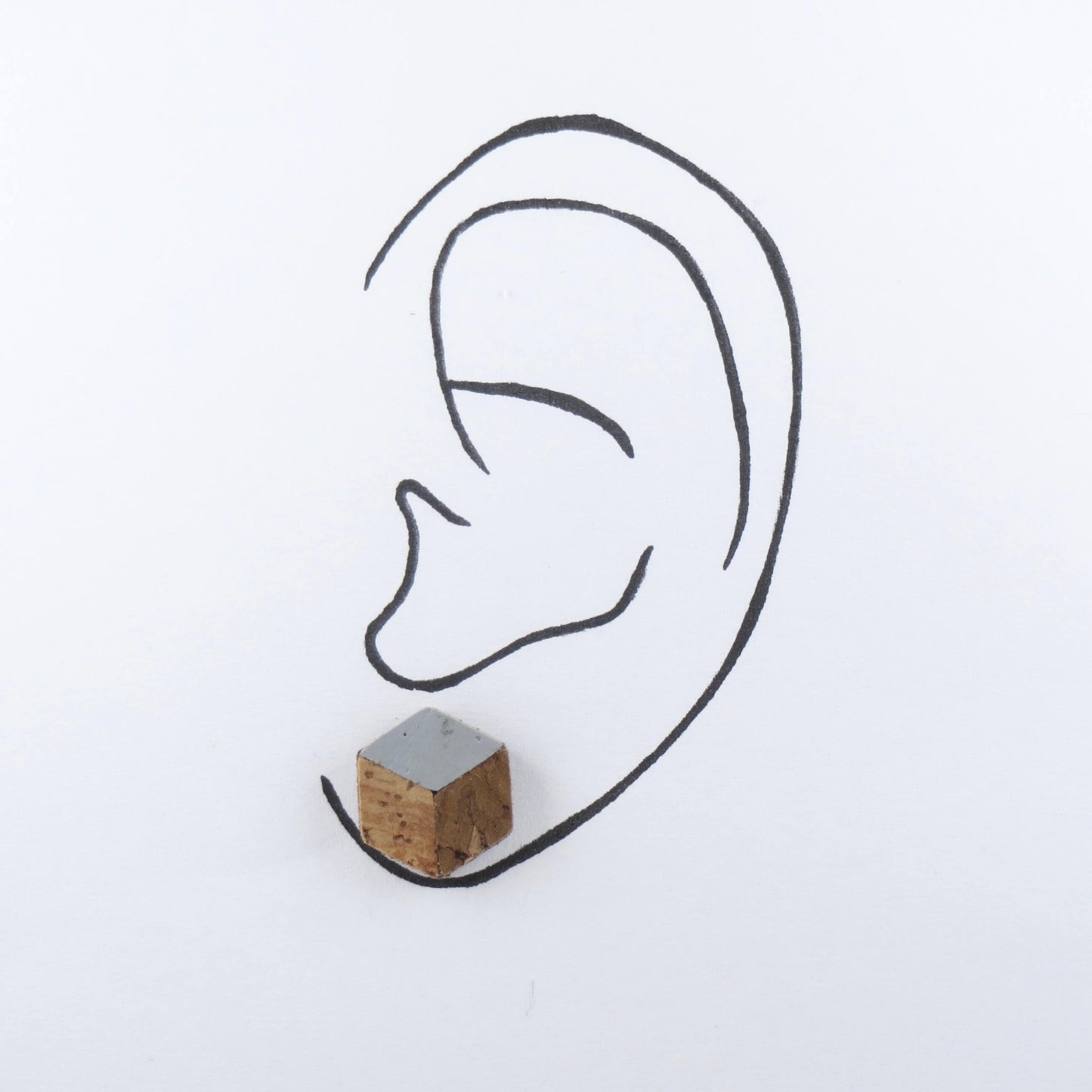 Cube Root Cork Geometric Small Cube Stud Earrings